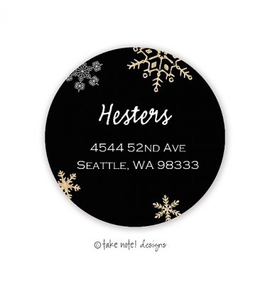 Christmas Return Address Labels, Golden Snowflakes, Take Note Designs